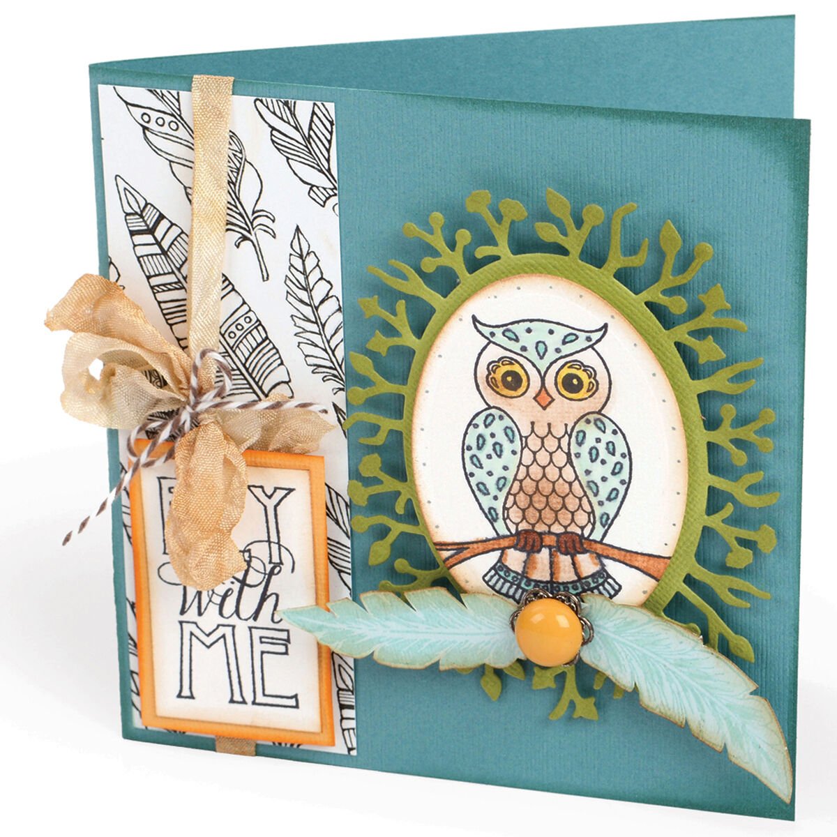 Sizzix Fox Tales Collection Clear Acrylic Stamps Owl And Feathers