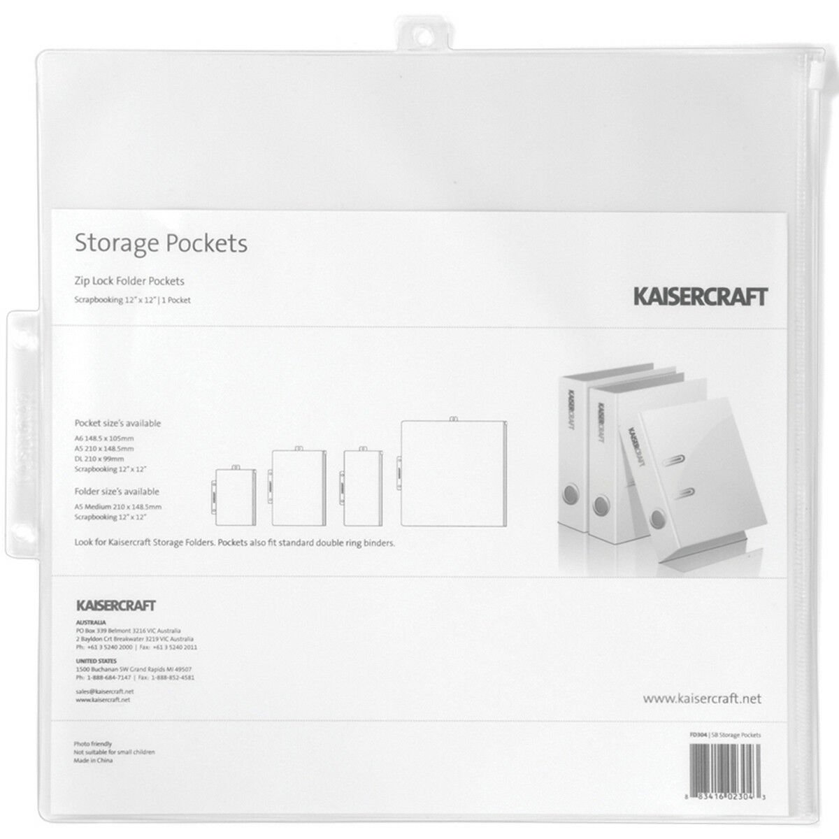 Kaisercraft Pack & Store Storage Pocket 12"x12"