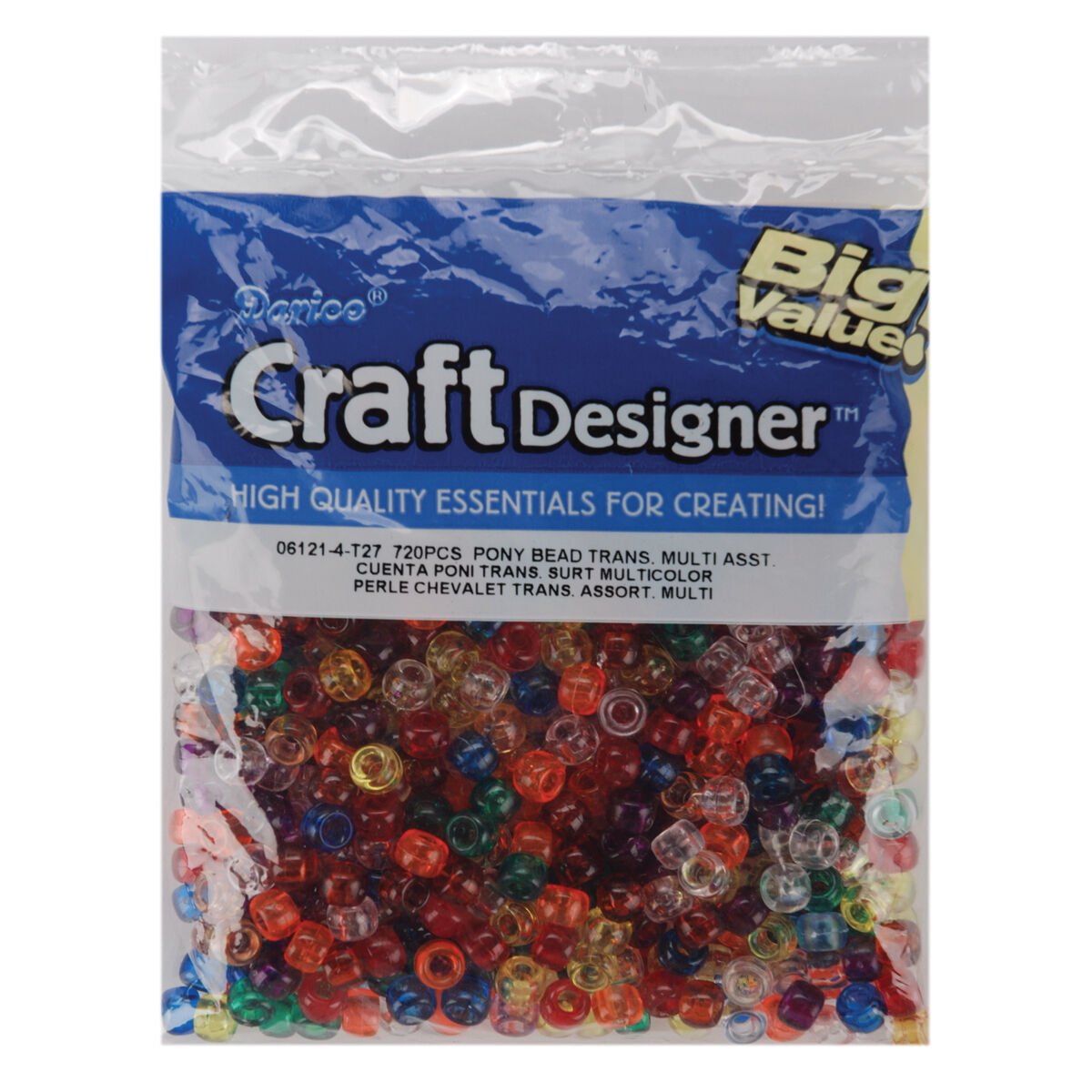 Darice Pony Beads Multi Colored Transparent