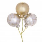 Darice Christmas Floral Ornament Pick with Diamonds Round 40 millimeters