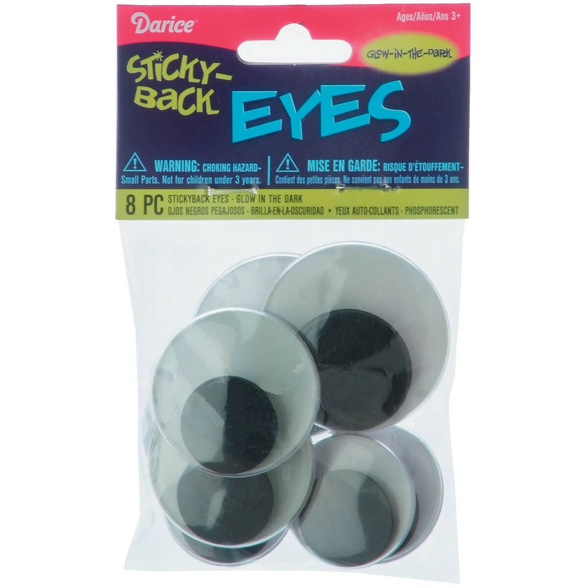 Sticky Back Wiggle Eyes Assorted GlowintheDark