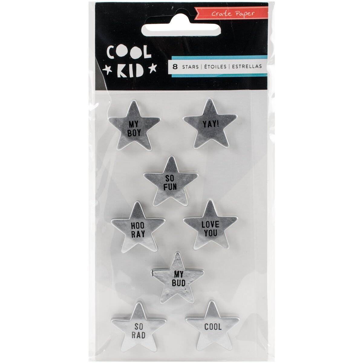 American Craft Crate Paper Cool Kid Collection Res Stars Metallic Silver