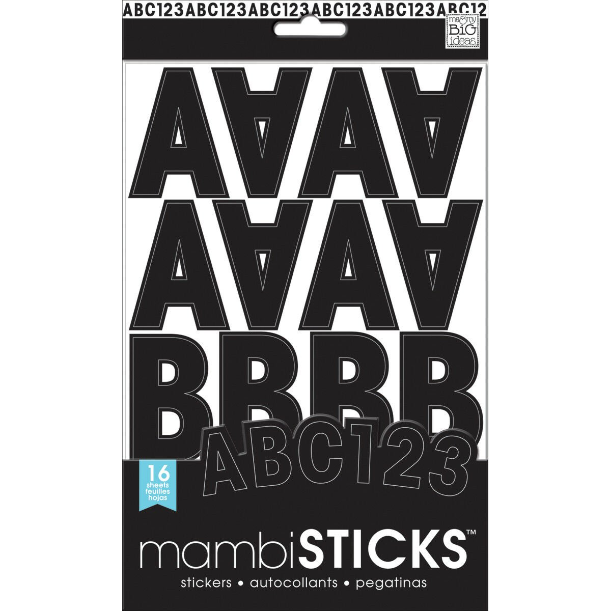Me & My Big Ideas Large Alphabet And Number Stickers-Black Caps