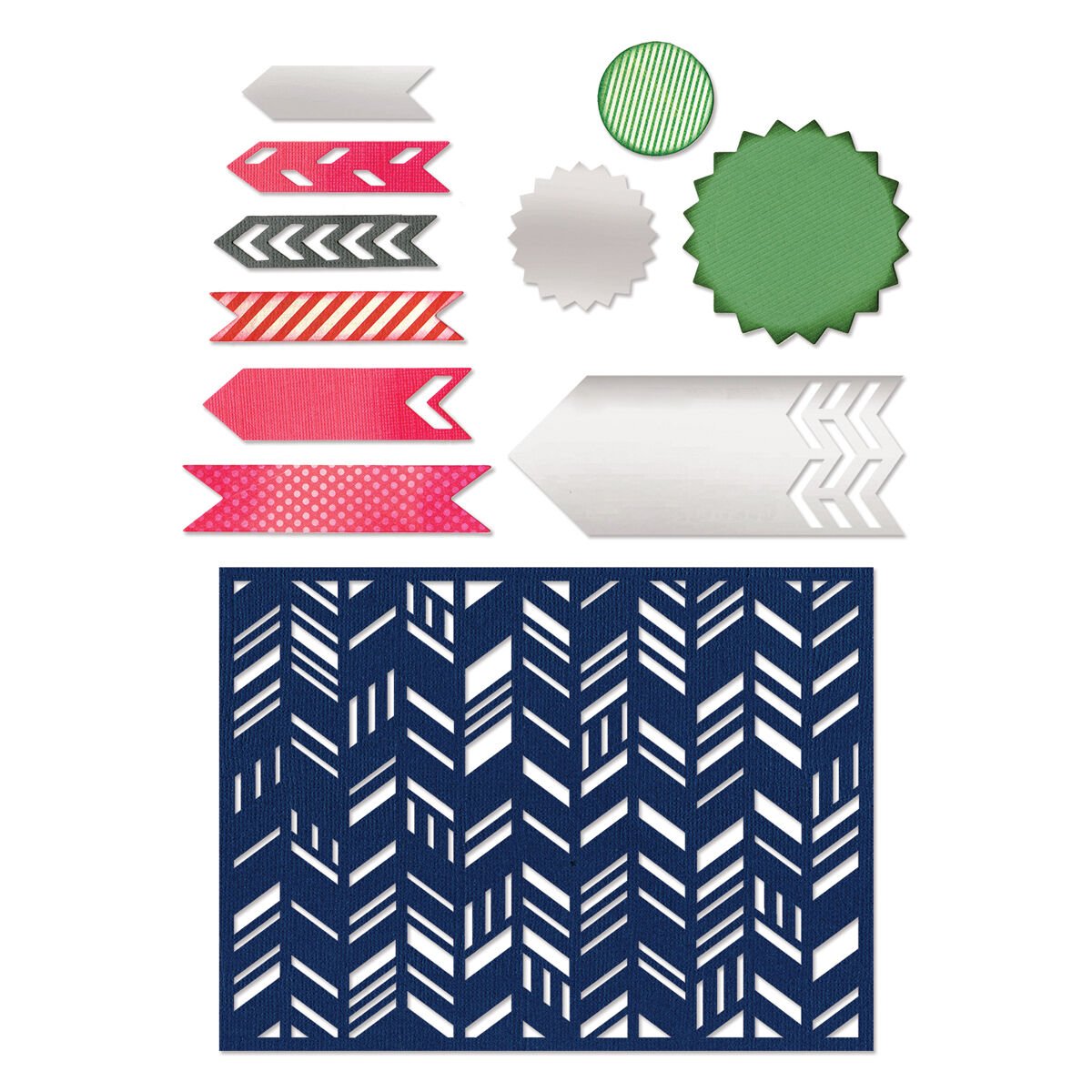 Sizzix Me And You Collection Thinlits Die Card Front Fancy Chevrons