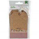 American Crafts Holiday Tags 0.25 X2.875 Kraft With Gold Foil