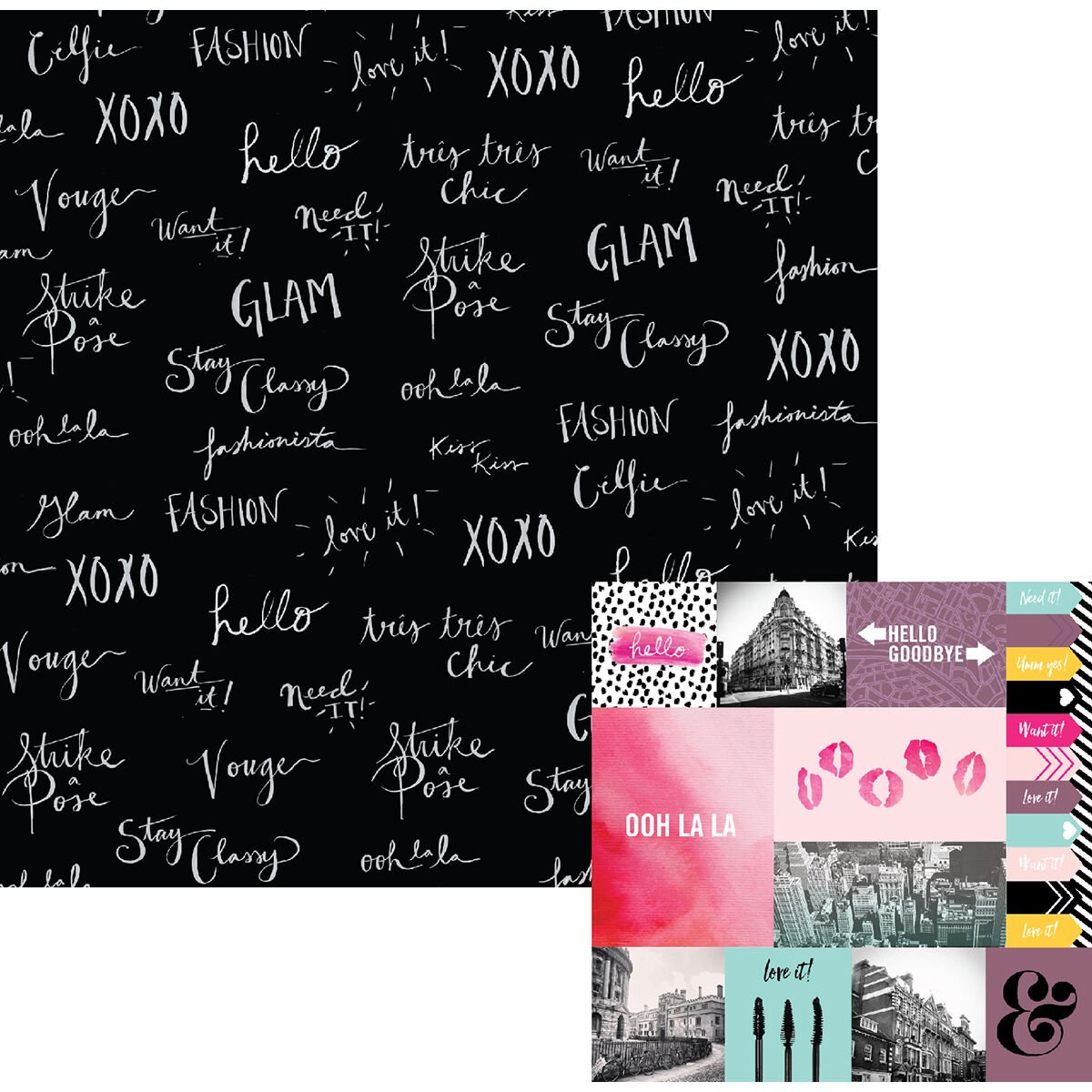American Craft  Urban Chic Collection 12X12 Double Sided Paper Tres Tres Chic
