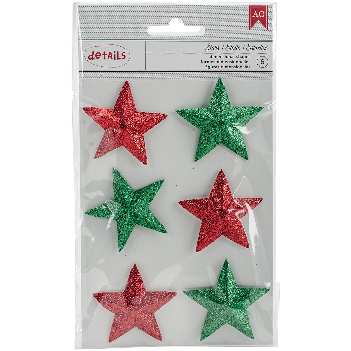 American Crafts Deck The Halls Christmas 3 Dimensional Stars Red And Green
