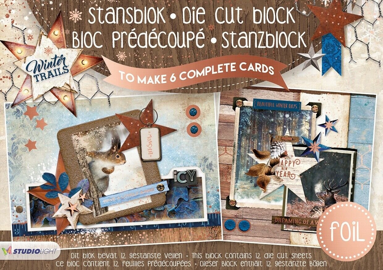 Studio Light Winter Trails Die-Cut Card Toppers A5-Makes 6 Cards