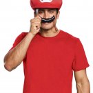 Disguise Men's New Mario Hat and Mustache Necklace Costume Kit, Red, One Size