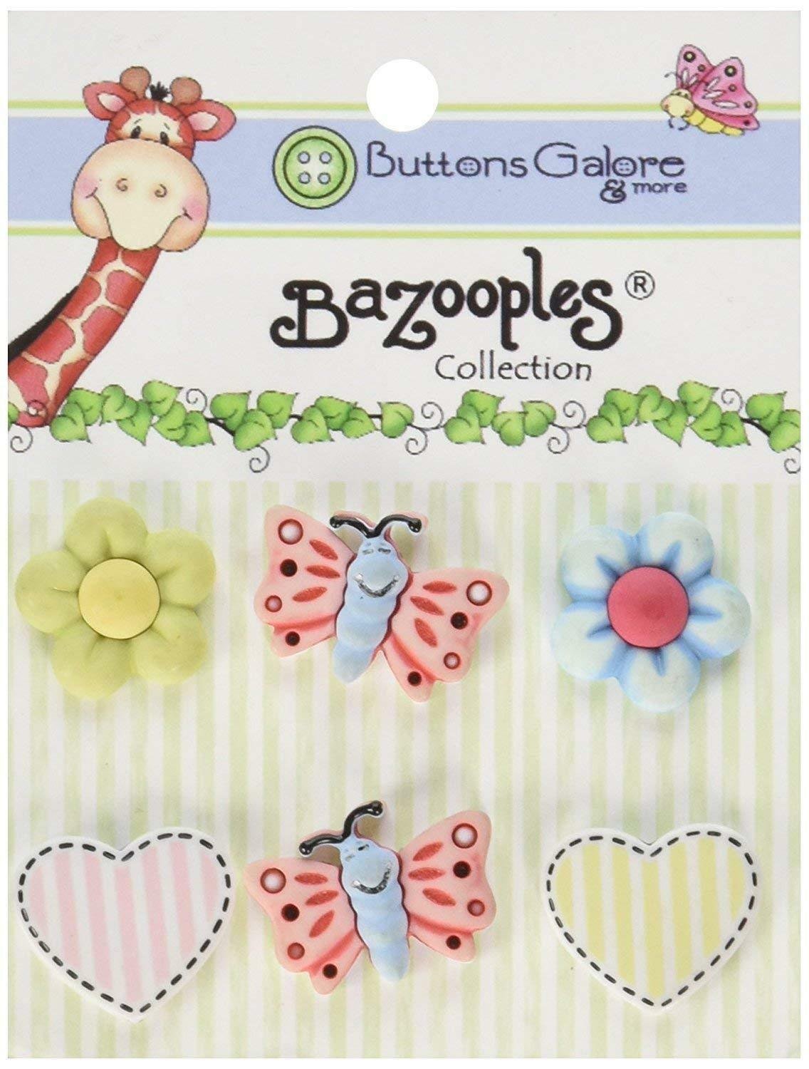 Bazooples Buttons-Flutterbugs & Flowers