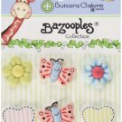 Bazooples Buttons-Flutterbugs & Flowers