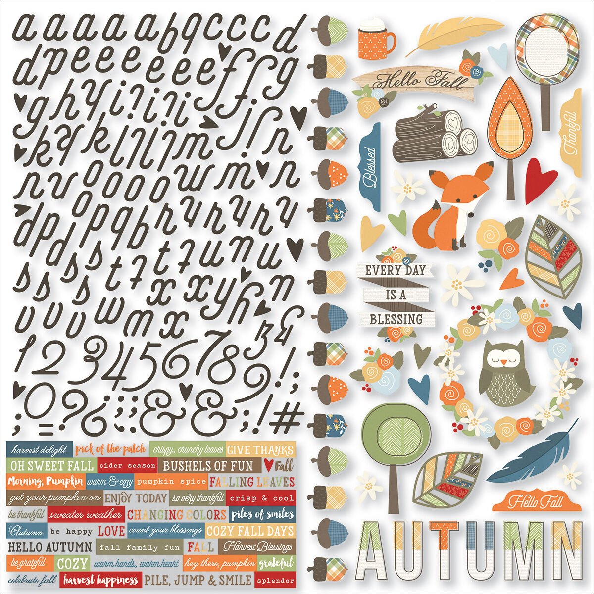 Simple Stories Collection Hello Fall Sticker 12 x 12