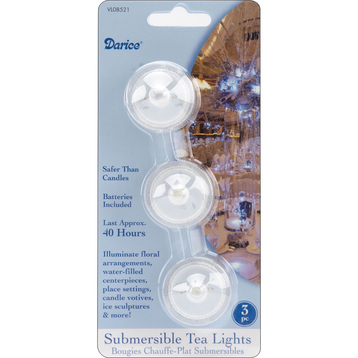 Darice Submersible Tea Lights White Clear
