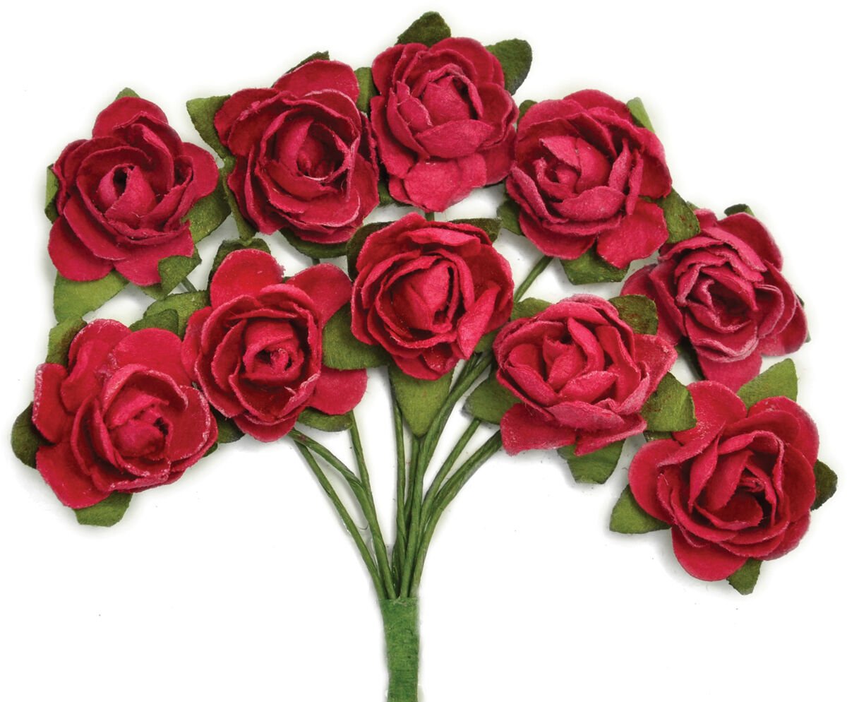 Kaiser Craft Paper Blooms Mini Flowers Cranberry