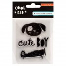 American Craft Crate Paper Cool Kid Collection Clear Acrylic Stamps Mi Set