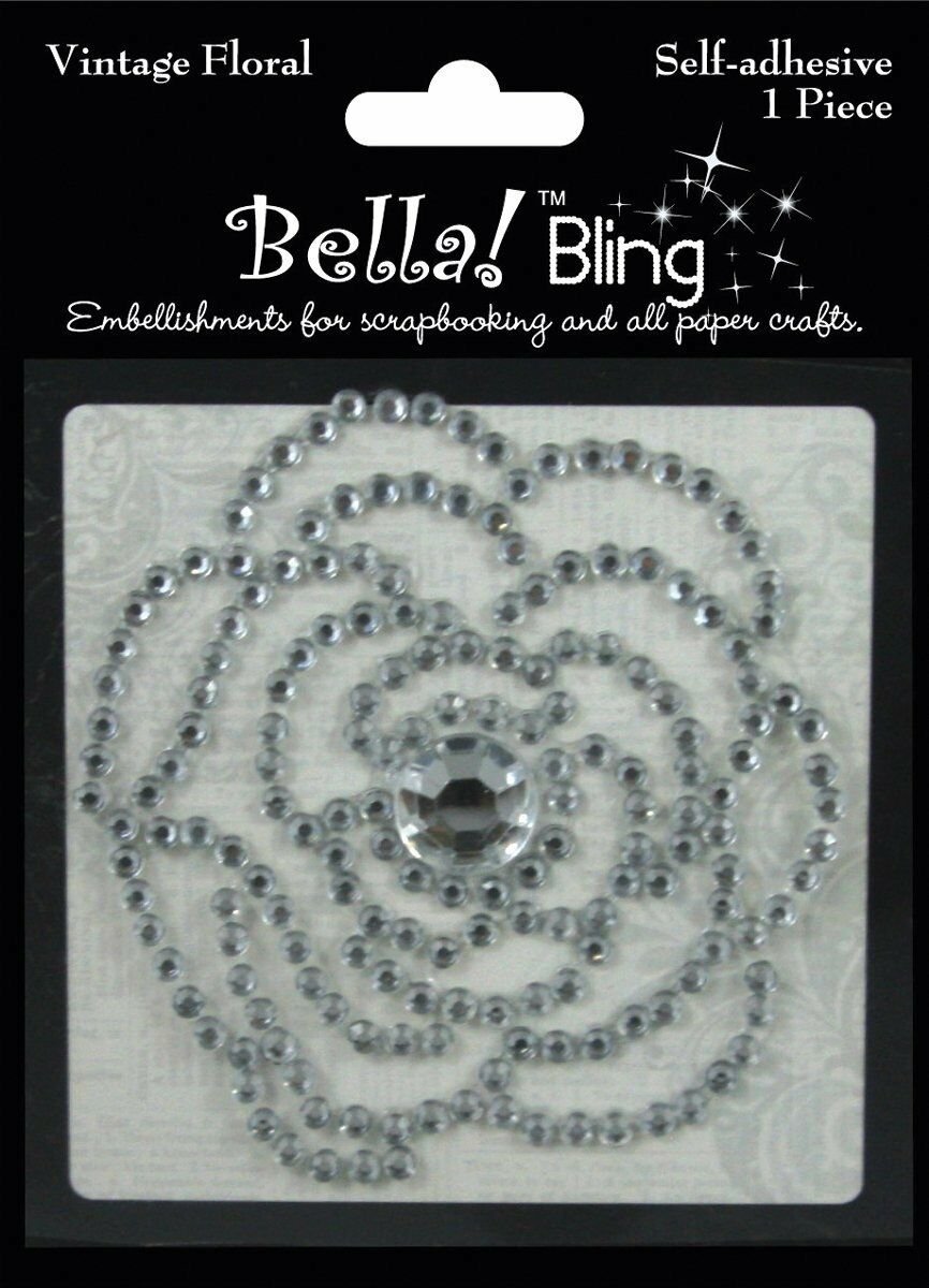 Ruby Rock-It BG04 Bling Self-Adhesive Rhinestone Vintage Floral-Clear