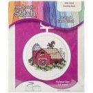 TobinJanlynn Round Mini Counted Cross Stitch Kit, 2-1/2-Inch, Barn