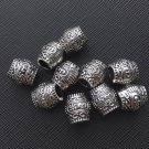 10 Tibetan Carved Silver Metal Dreadlock Beads Set for Necklace Pendant, Bracelet or any DIY Beading