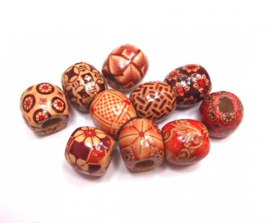 10 Random Wood Dreadlock Beads Set for Necklace Pendant, Bracelet or any DIY Beading Craft