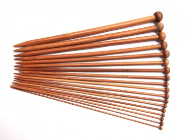 36 pcs (18 Sizes) Bamboo Knitting Needles - Single Pointed Needles