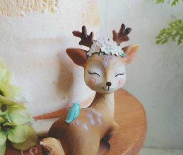 CAKE TOPPER - Cute Deer Figure Custom Wedding Birthday Party Decor DIY Figurines