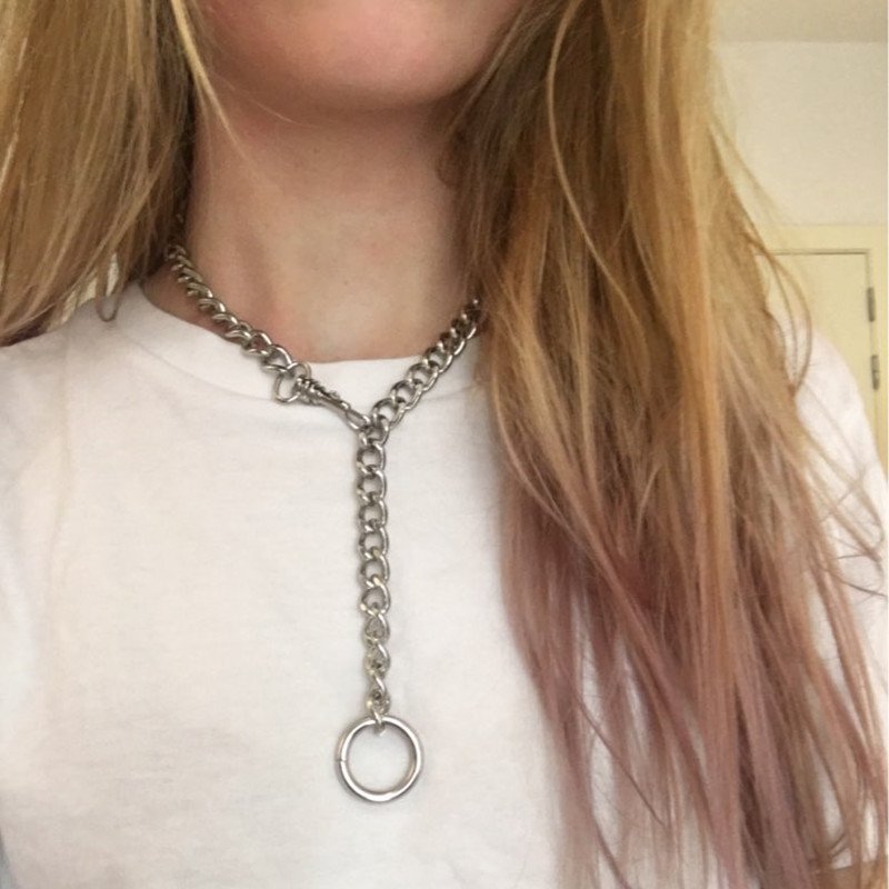 60cm Cool Handmade Silver Chain Choker Necklace for Women Men Girls Punk Gothic Metal Chain