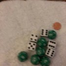 SIX Green 12 sided, And BONUS 5 White SIX sided Dice Set