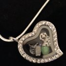 Silver Story Locket and Chain Including 5 Teacher Themed Floating Charm handmade
