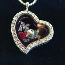 Silver Crystal Heart Shaped Story Locket And Chain Floating Charms for MOM in CZ