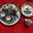 Vintage Miniature Porcelain Tea Cup 11 pc Windmill Blue and White