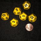 6 Twelve Sided Yellow Dice