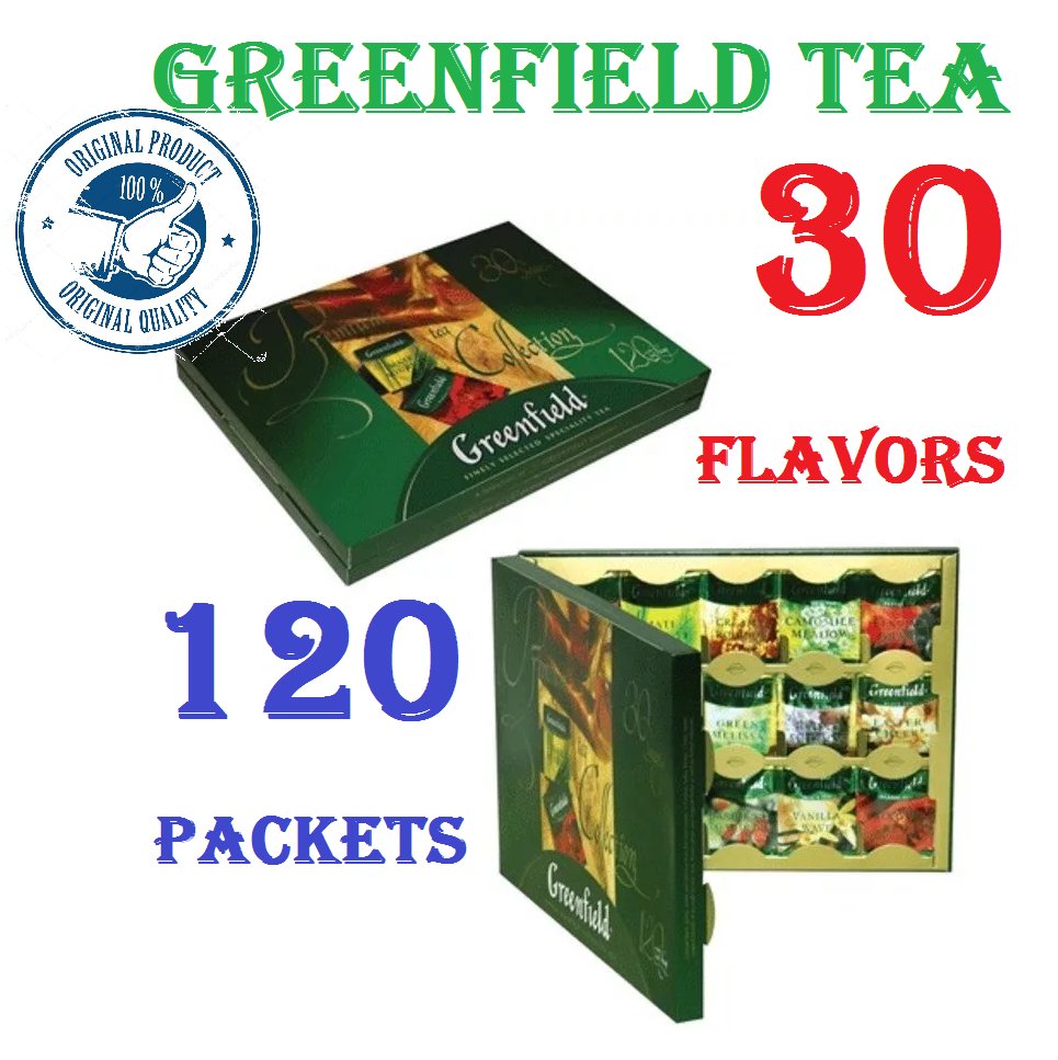 GREENFIELD TEA 30 flavors -- 120 packets GIFT  packaging -- black, green, white