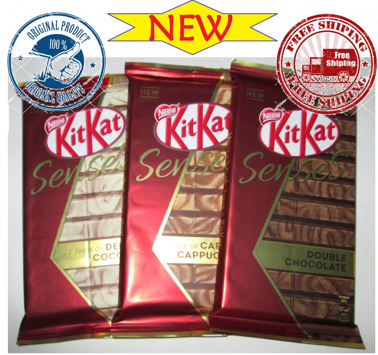 NEW candy chocolate KitKat--three different double flavors!!! 3*112g from Russia