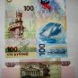 Russia.  3*100 rubles (regular, Crimea and Sochi).  UNC