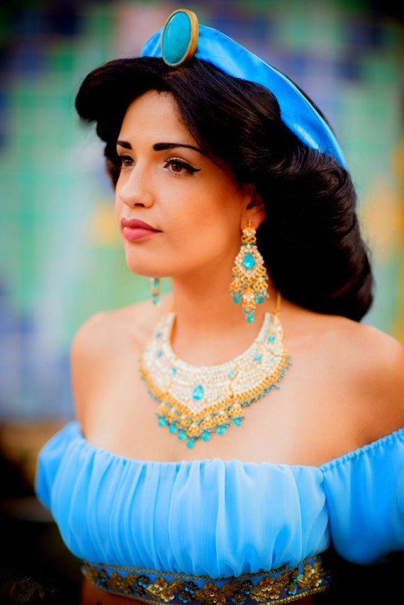 Princess Jasmine Costume Top+Pants+Headpiece for Adult