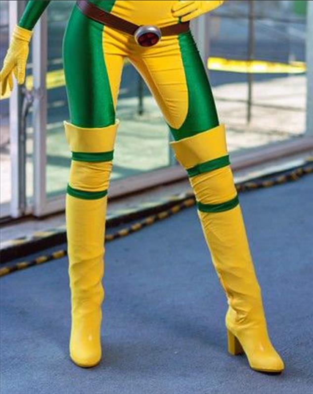 X men Rogue costume bodysuit cosplay outfit with boots plus size