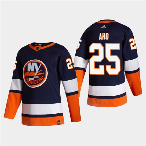 New York Islanders 25 sebastian aho navy 2021 reverse retro jerseys