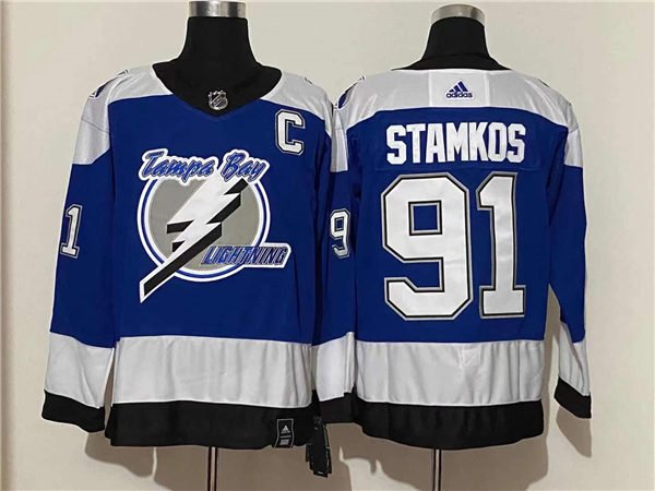 Tampa Bay Lightning #91 steven stamkos blue 2021 reverse retro special ...