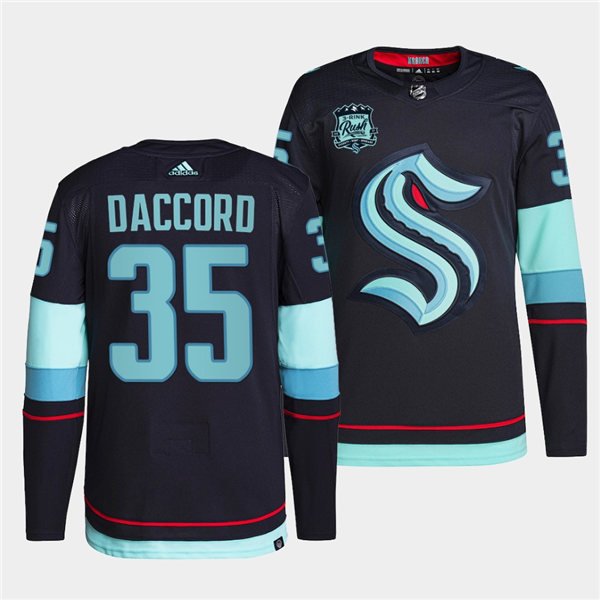 Seattle Kraken #35 Joey Daccord Navy Home Jersey