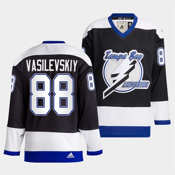 Tampa Bay Lightning 88 Andrei Vasilevskiy 2022 Black Team Heritage Classic Jersey