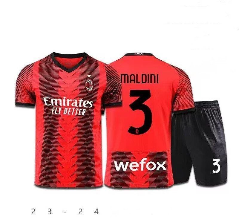 AC Milan 23 24 MALDINI 3 Jersey Kids Home Children Soccer Shirt youth Jersey Kit