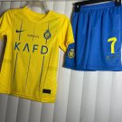 Youth Ronaldo #7 Al Nassr  Kids Jersey Shorts Yellow home
