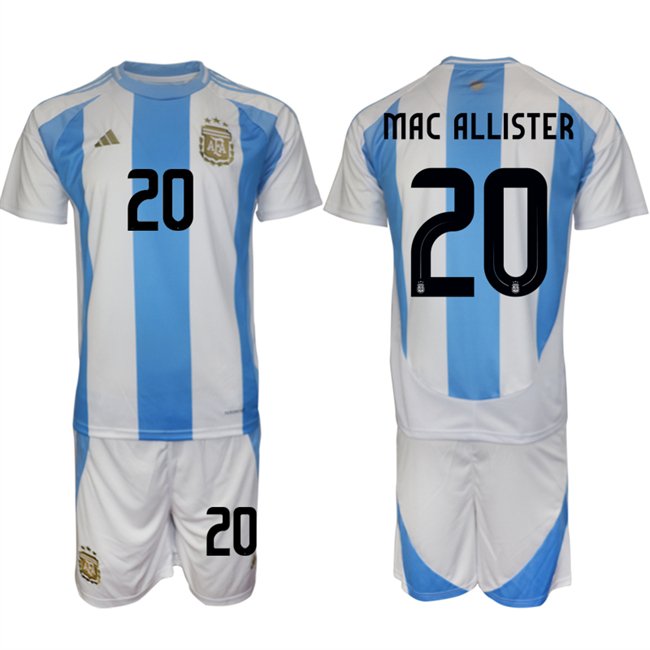 Argentina #20 Alexis Mac Allister White Blue 2024-25 Home Soccer Jersey Suit