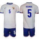 France #5 Jules Koundé White 2024-25 Away Soccer Jersey Suit