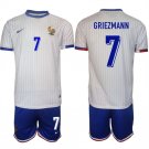 France #7 Antoine Griezmann White 2024-25 Away Soccer Jersey Suit