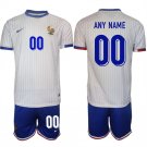 France Custom White 2024-25 Away Soccer Jersey Suit
