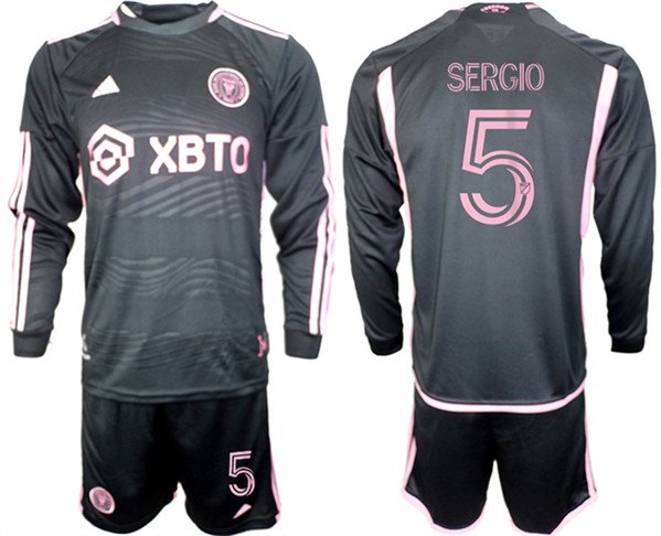 Inter Miami CF #5 Sergio 2023-24 Black Away Soccer Jersey Suit