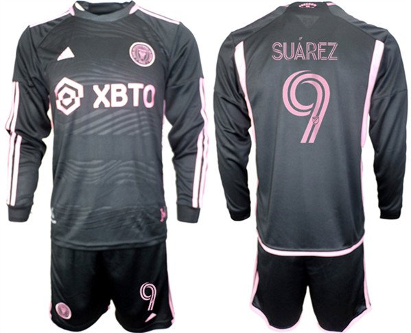 Inter Miami CF #9 Luis Su&Atilde;&iexcl;rez 2023-24 Black Away Soccer Jersey Suit