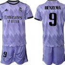 Real Madrid #9 Karim Benzema 22 23 Purple Away Soccer Jersey Suit