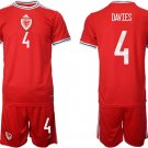 Wales #4 Davies Red Home Soccer Jersey Suit